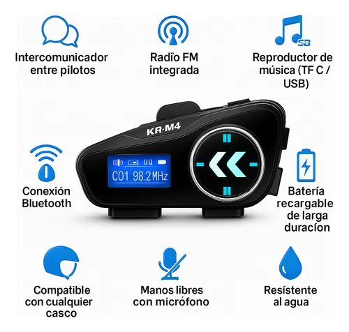 Intercomunicador Bluetooth Casco Moto M4